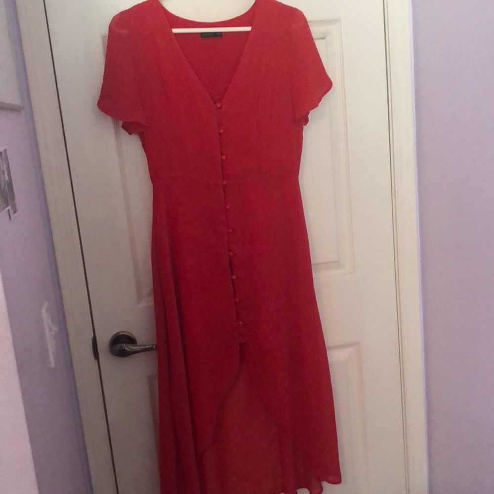 Red High-Low Button Up Dress Size Sm.